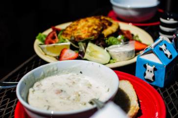 Crab cake and clam chowder! :)